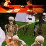 Waiting Skeletons | AMERICANS WHO DON'T KNOW FILIPINOS BE LIKE HE'LL BE HERE ANY MINUTE NOW | image tagged in waiting skeletons | made w/ Imgflip meme maker