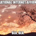 sunset | INSPIRATIONAL INTERNET AFFIRMATION BLA, BLA. | image tagged in sunset | made w/ Imgflip meme maker