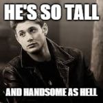 Dean Winchester | HE'S SO TALL AND HANDSOME AS HELL | image tagged in dean winchester,supernatural,supernatural dean,taylor swift | made w/ Imgflip meme maker