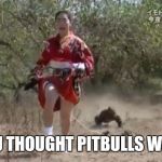 Komodo Chasing  | AND YOU THOUGHT PITBULLS WERE BAD | image tagged in komodo chasing | made w/ Imgflip meme maker