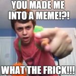 SammyClassicSonicFan Pointing at the camera | YOU MADE ME INTO A MEME!?! WHAT THE FRICK!!! | image tagged in sammyclassicsonicfan pointing at the camera | made w/ Imgflip meme maker