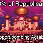 Only 16% of Democrats do | 30% of Republicans support bombing Agrabah | image tagged in agrabah,politics,republican,republicans | made w/ Imgflip meme maker