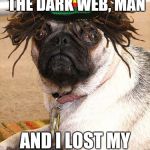 Dark Web maaaaan | I TOOK A TRIP TO THE DARK WEB, MAN AND I LOST MY IMAGINATIAN | image tagged in rasta pug | made w/ Imgflip meme maker