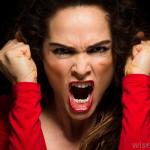 raged woman in red screaming