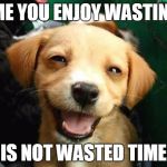 dogsmile2 | TIME YOU ENJOY WASTING... IS NOT WASTED TIME | image tagged in dogsmile2 | made w/ Imgflip meme maker