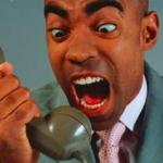 black guy yelling on phone