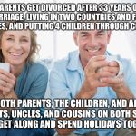 nparents | PARENTS GET DIVORCED AFTER 33 YEARS OF MARRIAGE, LIVING IN TWO COUNTRIES AND FOUR HOUSES, AND PUTTING 4 CHILDREN THROUGH COLLEGE BOTH PARENT | image tagged in nparents | made w/ Imgflip meme maker