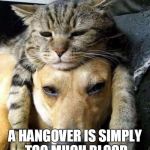 Hangover1 | A HANGOVER IS SIMPLY TOO MUCH BLOOD IN THE ALCOHOL STREAM. | image tagged in hangover1 | made w/ Imgflip meme maker