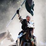 Knight on Horseback Charging with Flag