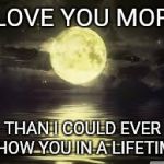 Shoot for the moon | I LOVE YOU MORE THAN I COULD EVER SHOW YOU IN A LIFETIME | image tagged in shoot for the moon | made w/ Imgflip meme maker