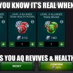 Marvel Contest of Champions... You Know It's Real When... AQ Pot | YOU KNOW IT'S REAL WHEN SHE SENDS YOU AQ REVIVES & HEALTH POTIONS | image tagged in marvel contest of champions you know it's real when aq pot | made w/ Imgflip meme maker
