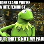 but that's not my fault... Kermit
    | I UNDERSTAND YOU'RE A WHITE FEMINIST..... | image tagged in but that's not my fault,memes,white,feminist,privileged | made w/ Imgflip meme maker