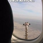 What happend? | WHILE FLYING OVER AFRICA... | image tagged in memes,giraffe | made w/ Imgflip meme maker