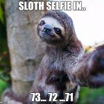 Why we don't see a lot of sloth selfies... | SLOTH SELFIE IN.. 73... 72 ...71 | image tagged in sloth selfie,selfies,sloth,photos | made w/ Imgflip meme maker