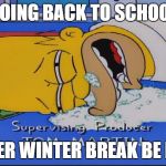 When winter break is over | GOING BACK TO SCHOOL AFTER WINTER BREAK BE LIKE | image tagged in homer simpson baking soda,memes,school,funny,simpsons,homer simpson | made w/ Imgflip meme maker