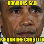 obama crying | OBAMA IS SAD QUICK BURN THE CONSTITUTION | image tagged in obama crying,2nd amendment,gun control | made w/ Imgflip meme maker