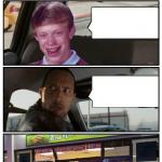 Bad Luck Brian Disaster Taxi runs into convenience store meme