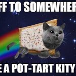 Nyan cat | OFF TO SOMEWHERE; LIKE A POT-TART KITY DO! | image tagged in nyan cat | made w/ Imgflip meme maker