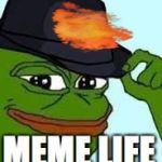pepe tipping his hat | MEME LIFE | image tagged in pepe tipping his hat | made w/ Imgflip meme maker
