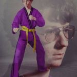 Karate Kyle alt. | THEY LAUGHED AT MY OUTFIT I THINK THEY LIKED IT BETTER AROUND THEIR NECK | image tagged in karate kyle alt | made w/ Imgflip meme maker