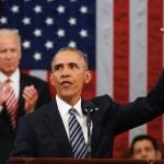 President Obama raising hand