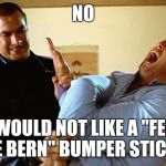 Seagal solutions | NO; I WOULD NOT LIKE A "FEEL THE BERN" BUMPER STICKER | image tagged in seagal solutions | made w/ Imgflip meme maker