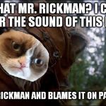 Wake me up, before you go go... | WHAT'S THAT MR. RICKMAN? I CAN'T HEAR YOU OVER THE SOUND OF THIS PILLOW... *SMOTHERS ALAN RICKMAN AND BLAMES IT ON PANCREATIC CANCER | image tagged in grumpy ewok tilted head,alan rickman | made w/ Imgflip meme maker