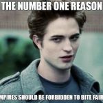 Vampires Do Not Sparkle | THE NUMBER ONE REASON; VAMPIRES SHOULD BE FORBIDDEN TO BITE FAIRIES | image tagged in vampires | made w/ Imgflip meme maker