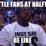 WWE FAN | SEATTLE FANS AT HALFTIME; BE LIKE | image tagged in wwe fan | made w/ Imgflip meme maker