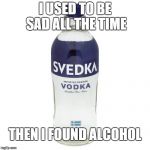 vodka makes me happy | I USED TO BE SAD ALL THE TIME; THEN I FOUND ALCOHOL | image tagged in vodka makes me happy | made w/ Imgflip meme maker
