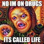 one does not simply do drugs | NO IM ON DRUGS; ITS CALLED LIFE | image tagged in one does not simply do drugs | made w/ Imgflip meme maker