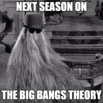 Cousin IT | NEXT SEASON ON; THE BIG BANGS THEORY | image tagged in cousin it | made w/ Imgflip meme maker