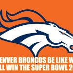 Denver Broncos be like | DENVER BRONCOS BE LIKE WE WILL WIN THE SUPER BOWL 2016 | image tagged in denver broncos be like | made w/ Imgflip meme maker