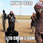 ISIS Beheading | HOW IT FEELS; TO CHEW 5 GUM | image tagged in isis beheading | made w/ Imgflip meme maker