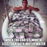 Worth more than the Canadian Dollar | WHEN THE CAD $'S WORTH LESS THAN BATH WATER WATER | image tagged in worth more than the canadian dollar | made w/ Imgflip meme maker