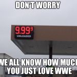 WWE Network Is 9.99. | DON'T WORRY; WE ALL KNOW HOW MUCH YOU JUST LOVE WWE | image tagged in wwe network is 999 | made w/ Imgflip meme maker
