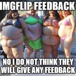 fat chicks | IMGFLIP FEEDBACK; NO I DO NOT THINK THEY WILL GIVE ANY FEEDBACK | image tagged in fat chicks | made w/ Imgflip meme maker