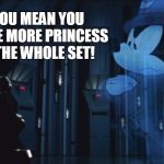 Collect Them All !! | WHAT DO YOU MEAN YOU LOST HER? ONE MORE PRINCESS AND I HAVE THE WHOLE SET! | image tagged in emperor mickey,darth vader,star wars,princess leia | made w/ Imgflip meme maker