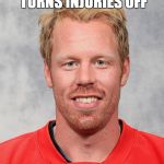 franzen gets concussed, even when it is impossible | PLAYS NHL 16, TURNS INJURIES OFF; GETS A CONCUSSION | image tagged in franzen,johan,detroit red wings,concussion,nhl | made w/ Imgflip meme maker