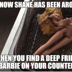 Deep Fried Barbie | YOU KNOW SHANE HAS BEEN AROUND... WHEN YOU FIND A DEEP FRIED BARBIE ON YOUR COUNTER | image tagged in deep fried barbie | made w/ Imgflip meme maker