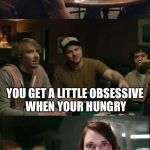 She refuses the Snickers
 | JIM EAT A SNICKERS; YOU GET A LITTLE OBSESSIVE WHEN YOUR HUNGRY; I DON'T KNOW WHAT YOU MEAN? | image tagged in snickers overly attached girlfriend | made w/ Imgflip meme maker