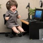 Crying office desk baby