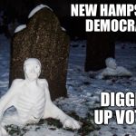 Regardless of your choice, be sure to vote | NEW HAMPSHIRE DEMOCRATS; DIGGING UP VOTERS | image tagged in graveyard | made w/ Imgflip meme maker
