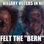 Fireworks | STILL IN SHOCK... HILLARY VOTERS IN NEW HAMP"SHIRE"; FELT THE "BERN" | image tagged in fireworks | made w/ Imgflip meme maker