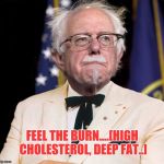 Colonel Bernie Sanders | FEEL THE BURN....[HIGH CHOLESTEROL, DEEP FAT..] | image tagged in colonel bernie sanders,political,humor | made w/ Imgflip meme maker