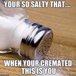 salt_can | YOUR SO SALTY THAT.... WHEN YOUR CREMATED THIS IS YOU | image tagged in salt_can | made w/ Imgflip meme maker