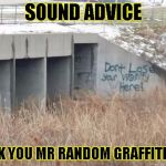 truth in graffiti  | SOUND ADVICE; THANK YOU MR RANDOM GRAFFITI DUDE | image tagged in truth in graffiti,funny,memes,graffiti,bridge,meme | made w/ Imgflip meme maker