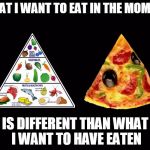 Food Pyramid | WHAT I WANT TO EAT IN THE MOMENT; IS DIFFERENT THAN WHAT I WANT TO HAVE EATEN | image tagged in food pyramid | made w/ Imgflip meme maker