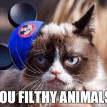 Grumpy Cat Mouse Ears | YOU FILTHY ANIMALS. | image tagged in grumpy cat mouse ears | made w/ Imgflip meme maker