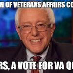 Bernie Sanders | CHAIRMAN OF VETERANS AFFAIRS COMMITTEE; SANDERS, A VOTE FOR VA QUALITY! | image tagged in bernie sanders | made w/ Imgflip meme maker